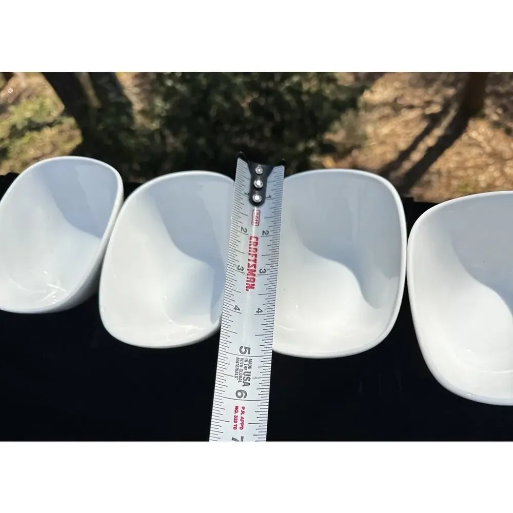 4 New Luminous By Pier 1 White Porcelain Individual Square Snack/Dip Bowl -A21